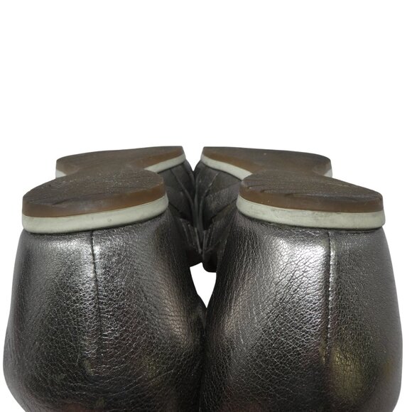 Dansko Viviam Pewter Silver Metallic Leather Open Toe Strappy Wedge Sandals - Picture 11 of 13